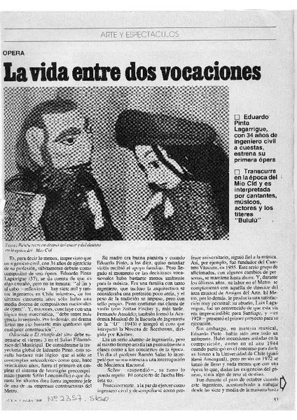 La vida entre dos vocaciones Opera [artículo]