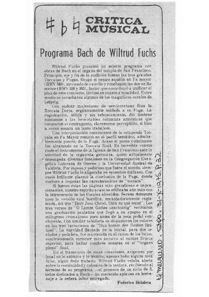 Programa de Wiltrud Fuchs Crítica Musical [artículo]