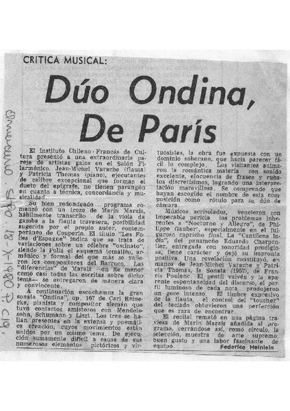 Dúo Ondina, de París Crítica Musical [artículo]