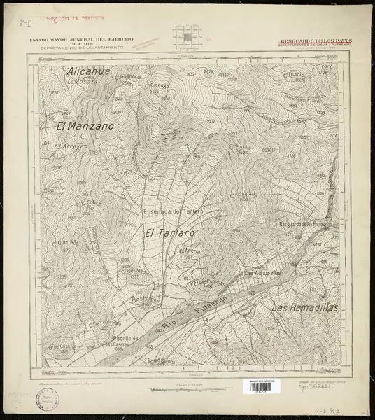 Resguardo de Los Patos Departamentos de Ligua i Putaendo [material cartográfico] : Estado Mayor Jeneral del Ejército de Chile, Departamento de Levantamiento.