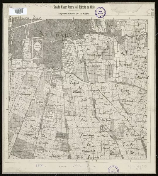 Santiago Sur  [material cartográfico] Estado Mayor Jeneral del Ejército de Chile, Departamento de la Carta.
