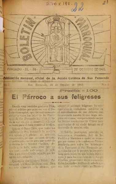 Boletin parroquial publicación oficial de la Acción Católica de San Fernando.