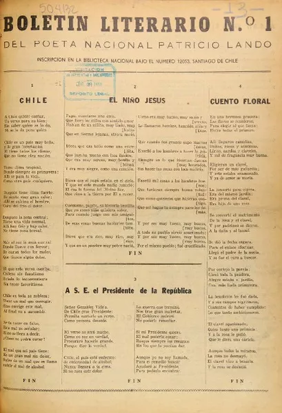 Boletín literario del poeta nacional Patricio Lando.