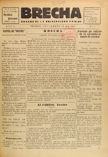 Brecha Organo de la Universidad Popular.