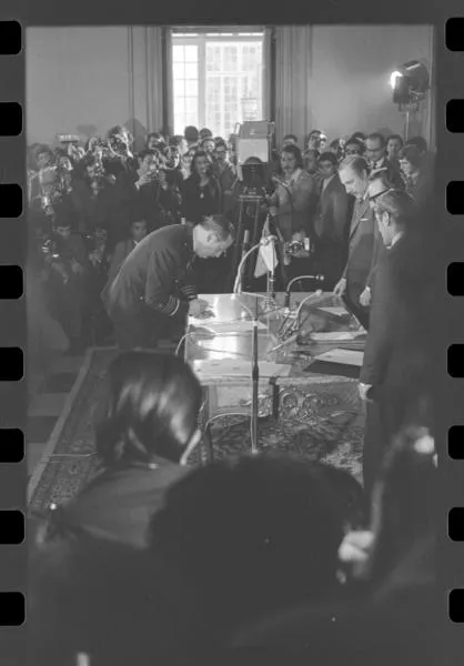 Toma de posesión último gabinete de la Unidad Popular 09 de agosto de 1973 Gobierno de Salvación Nacional  [fotografía] Armindo Cardoso.