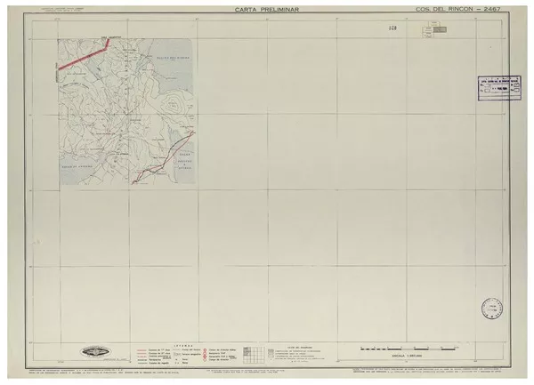 Cos. [i. e. Cerros] del Rincón carta preliminar [material cartográfico] : Instituto Geográfico Militar de Chile.