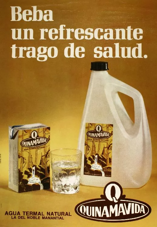 Beba un refrescante trago de salud agua termal natural, la del noble manantial. [estampa] :