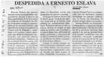Despedida a Ernesto Eslava  [artículo] Silvia del Valle.