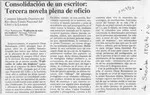 Consolidación de un escritor, tercera novela plena de oficio  [artículo] Eduardo Guerrero del Río.