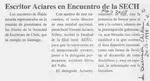 Escritor Aciares en encuentro de la SECH  [artículo].