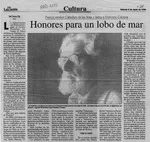 Honores para un lobo de mar  [artículo] Raúl Zamora.
