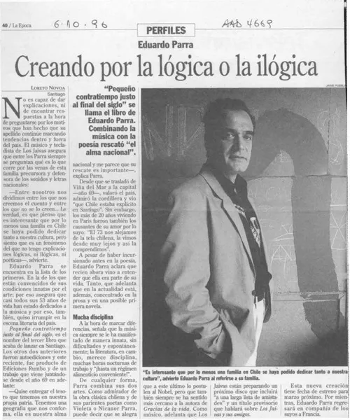 Creando por la lógica o la ilógica  [artículo] Loreto Novoa.