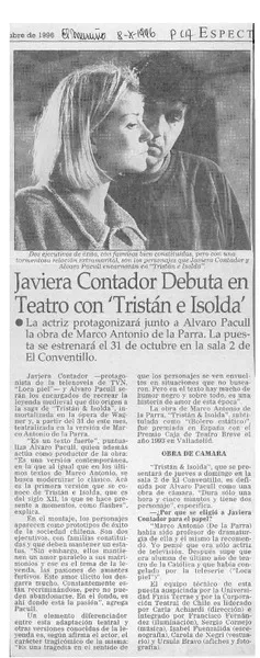 Javiera Contador debuta en teatro con "Tristán e Isolda"  [artículo].