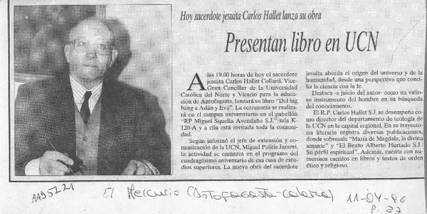 Presentan libro en UCN  [artículo]