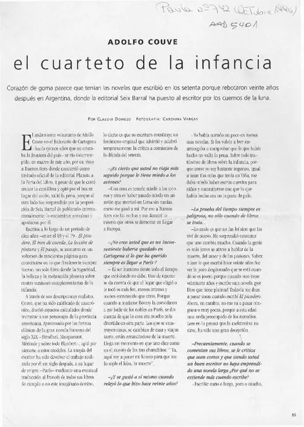 El cuarteto de la infancia  [artículo] Claudia Donoso.