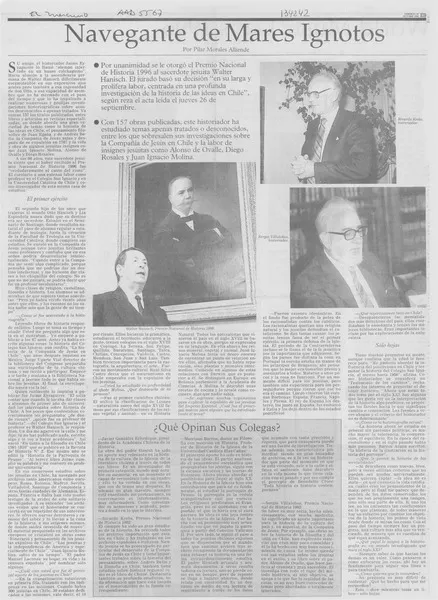 Navegante de mares ignotos [entrevista] [artículo] : Pilar Morales Alliende.