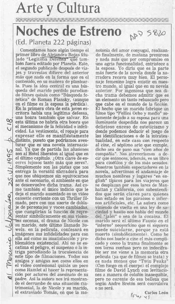 Noches de estreno  [artículo] Carlos León.