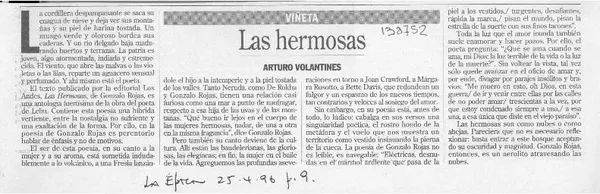 Las hermosas  [artículo] Arturo Volantines.