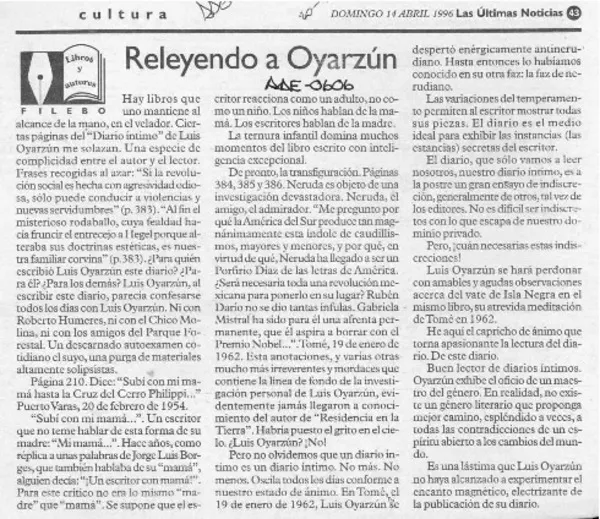 Releyendo a Oyarzún  [artículo] Filebo.