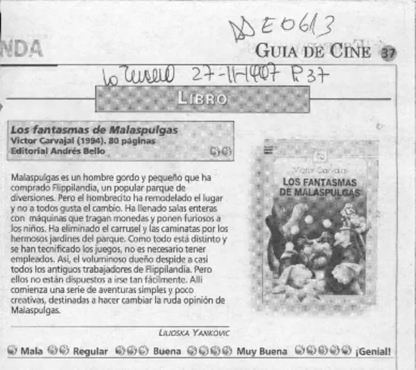 Los fantasmas de Malaspúlgas  [artículo] Lilioska Yancovich.