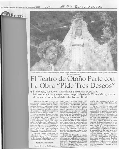 El Teatro de Otoño parte con la obra "Pide tres deseos"  [artículo].