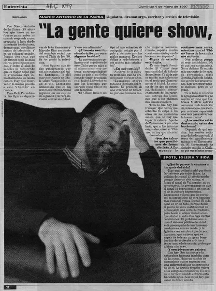 "La gente quiere show, no el trabajo de pensar" [entrevista] [artículo] : Roberto Amaro.