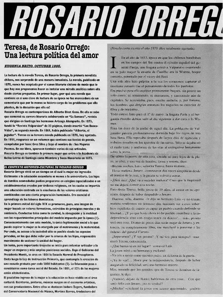 Rosario Orrego: Teresa  [artículo] Eugenio Brito.