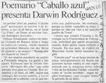 Poemario "Caballo azul" presenta Darwin Rodríguez  [artículo].
