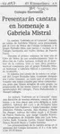 Presentarán cantata en homenaje a Gabriela Mistral  [artículo].