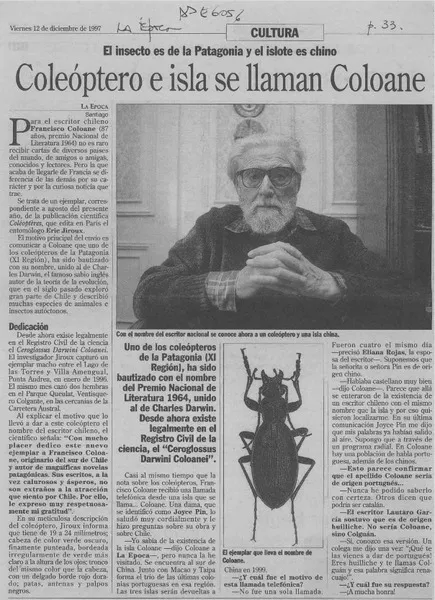 Coleóptero e isla se llaman Coloane  [artículo].