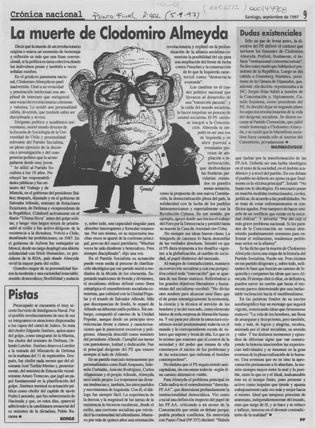 La Muerte de Clodomiro Almeyda  [artículo].