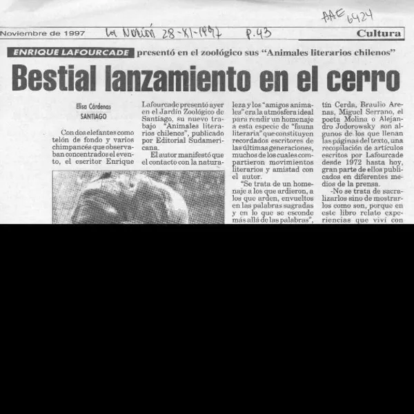 Bestial lanzamiento en el cerro  [artículo].