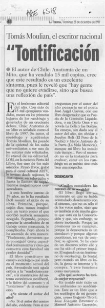 "Tontificación de Chile no es general"  [artículo] Andrés Gómez B.