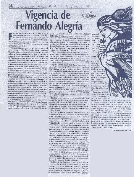 Vigencia de Fernando Alegría  [artículo] Luis Merino Reyes.