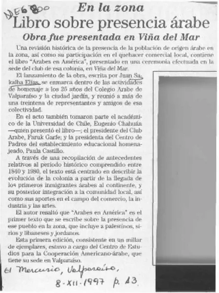 Libro sobre presencia árabe  [artículo].