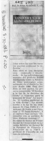 Conocer y vivir la palabra de Dios  [artículo].