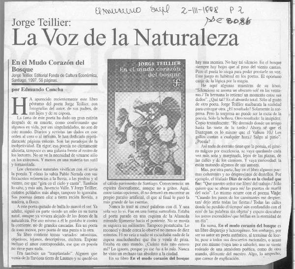 La voz de la naturaleza  [artículo] Edmundo Concha.