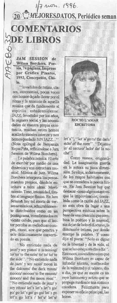 Comentario de libros  [artículo] Rocio L'Amar.