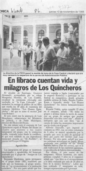 En libraco cuentan vida y milagros de Los Quincheros  [artículo].