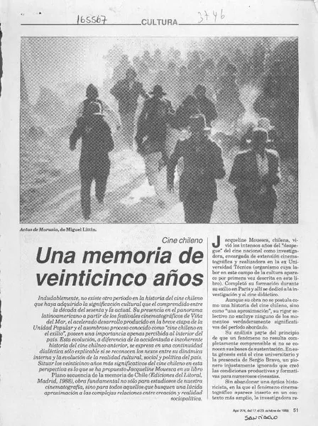 Una memoria de veinticinco años  [artículo] José Román.