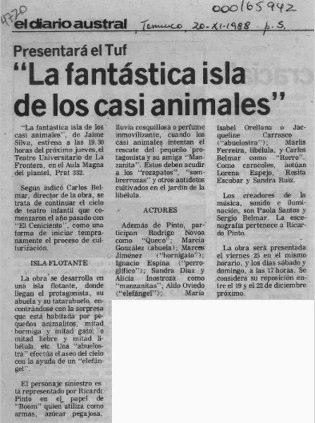 "La Fantástica isla de los casi animales"  [artículo].