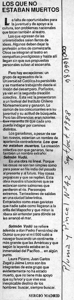 Los que no estaban muertos  [artículo] Sergio Madrid.