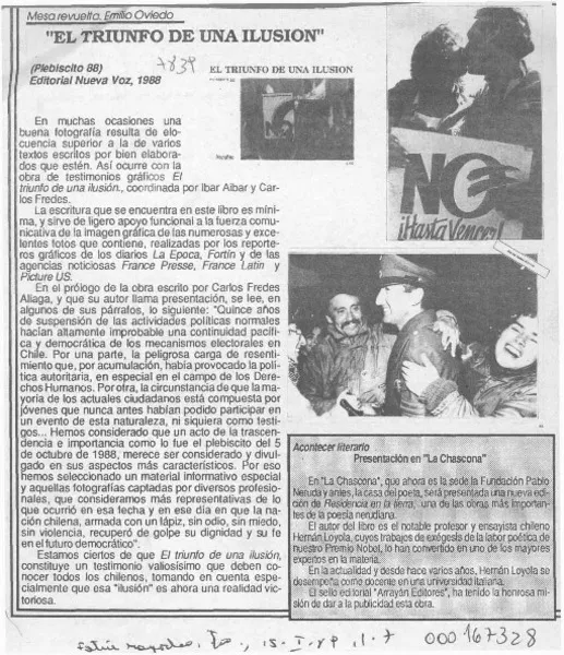 "El triunfo de una ilusión"  [artículo] Emilio Oviedo.