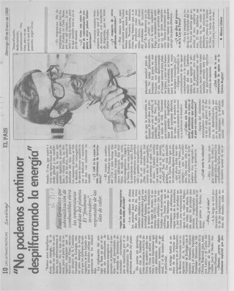 "No podemos continuar despilfarrando la energía"  [artículo] Mireya Urbina.