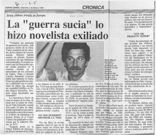 La "Guerra sucia" lo hizo novelista exiliado  [artículo].