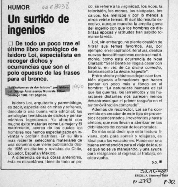 Un surtido de ingenios  [artículo] D. O.