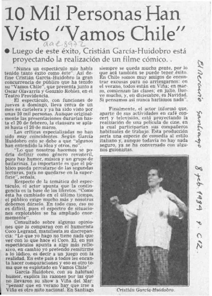 10 mil personas han visto "Vamos Chile"  [artículo].