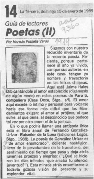 Poetas (II)  [artículo] Hernán Poblete Varas.