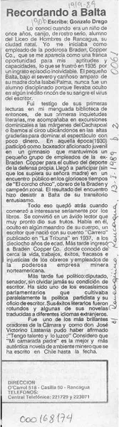 Recordando a Balta  [artículo] Gonzalo Drago.