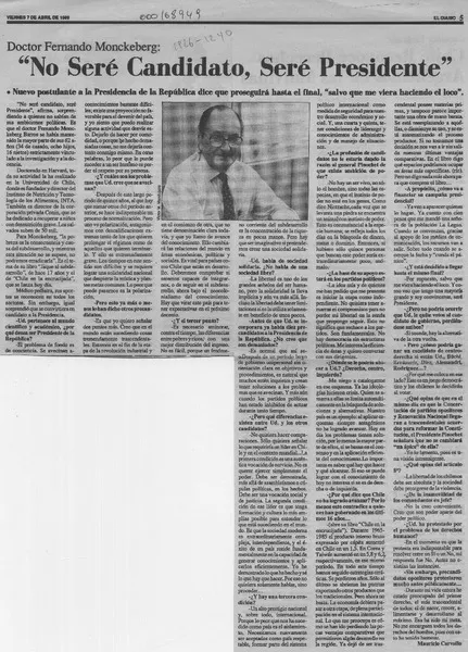 "No seré candidato, seré Presidente"  [artículo] Mauricio Carvallo.